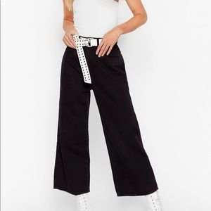 Wide Leg High Waisted Black Denim Jeans!